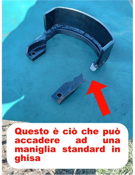 Maniglia in acciaio per rotatori per pinze e benne